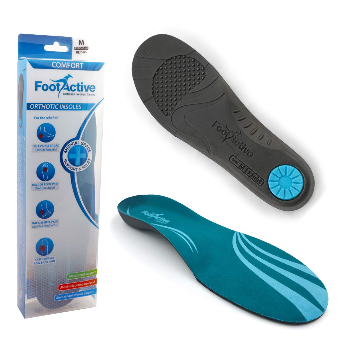 Orthotic Arch Support Insoles | FOOTACTIVE Full Length COMFORT Insoles | Designed to Reduce Heel Pain, Plantar Fasciitis and Flat Feet | NHS