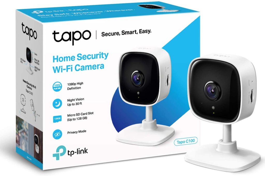 TP-Link Tapo Mini Smart Security Camera, Indoor CCTV, Works with Alexa & Google Home, No Hub Required, 1080p, 2-Way Audio, Night Vision, SD Storage, Free Tapo App (Tapo C100)