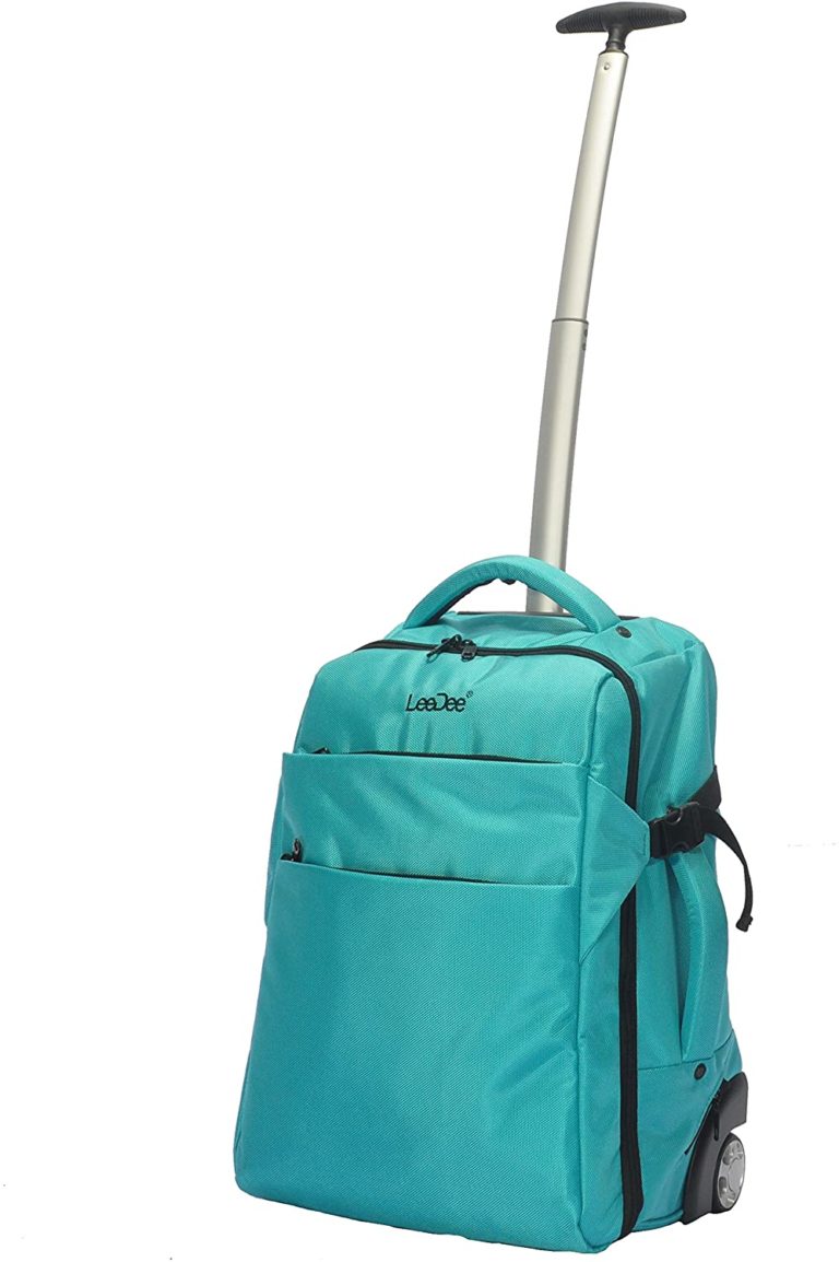 3 in 1 Wheeled Cabin Approved Trolley Travel Bag Flight Backpack Hand Luggage Suitcase Holdall Laptop Bag (Peacock Blue)