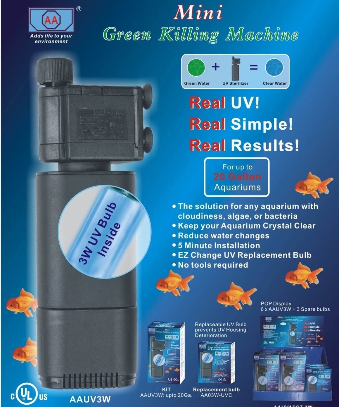 Fish R Fun Mini Green Killing Machine Aquarium UV Filter Sterilizer