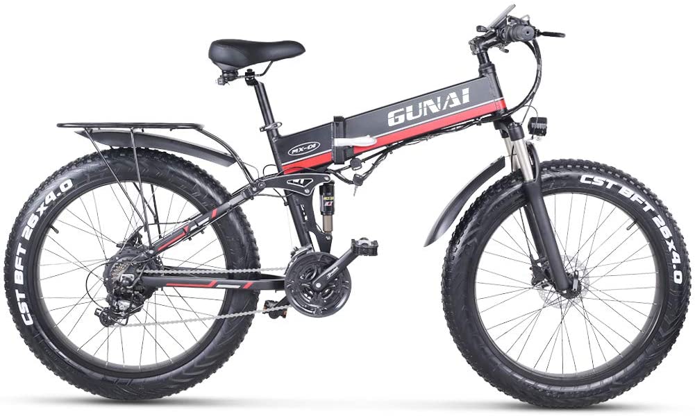 GUNAI Electric Bike 26 Inches Folding Fat TyreSnow Bike