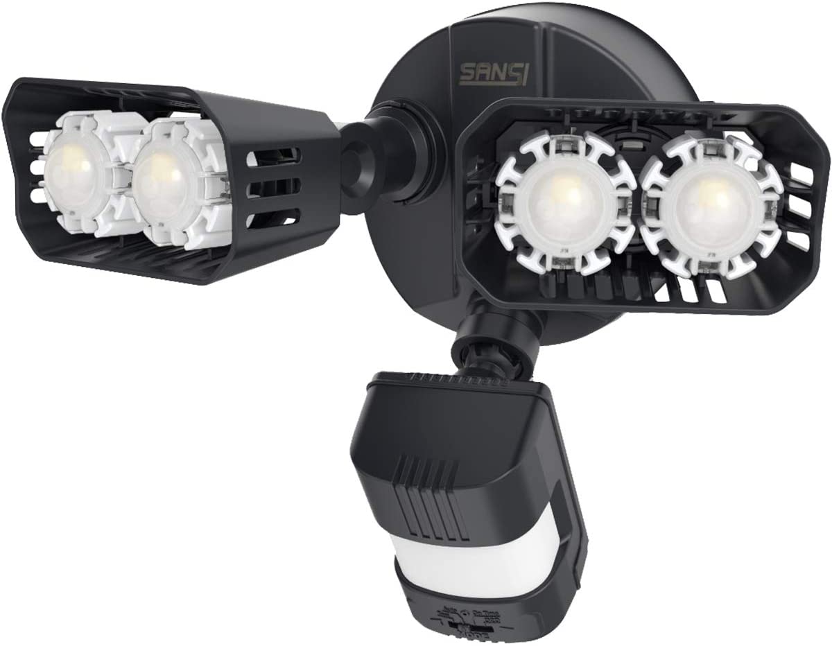 Security Lights with Motion Sensor - SANSI Outdoor Light Waterproof IP65, PIR LED Floodlight 18W, 1800lm, 5000K Daylight Black
