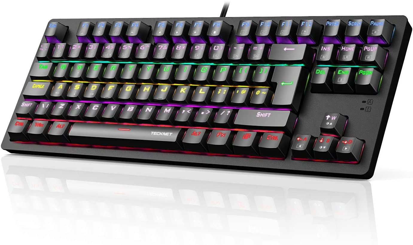 TECKNET Mechanical Gaming Keyboard 88 Keys Full Anti-ghosting Mechanical Keyboard,Customizable LED Backlit Ideal for Gamers and Typists, UK Layout