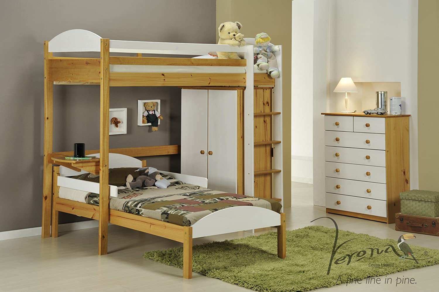 Verona Design Maximus L Shape Wooden High Sleeper Bed
