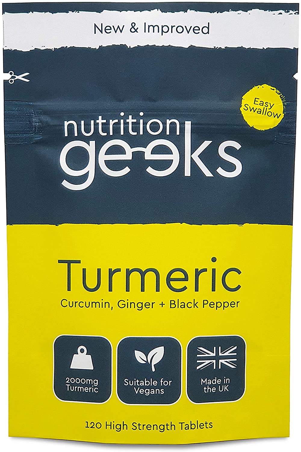 Turmeric Tablets 2000mg with Black Pepper & Ginger | 120 High Strength Curcumin Supplements