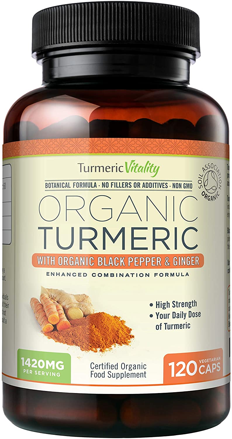 Turmeric Vitality Organic Turmeric Curcumin Capsules 1420mg High Strength 